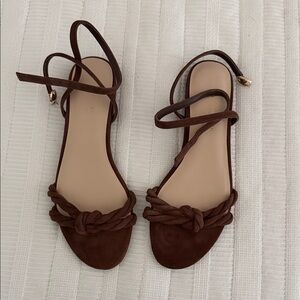 Tuckernuck x Studio McGee Dark Brown Knotted Suede Ankle-Strap Flat Sandals